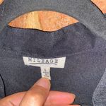 Mileage  Black Sheer 3/4 Roll Tab Sleeve Cinched Tie Waist Blouse Women's Large Photo 3