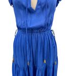 Karina Grimaldi  Sabrina‎ Maxi Dress Tiered Short Sleeve Silk Blend Blue Size XS Photo 5