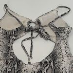 Refuge Womens Low Cut Tie Knot Front Bikini One Piece Snakeskin Black White XL Photo 3