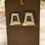 Vintage Geometric Gold toned & Off White Square Earrings Photo 0