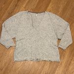 Free People  Small Gray Irresistible Wool Blend Fringe Oversized Pullover Sweater Photo 0