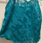 VTG 80s 90s Colesce Collection Lingerie Semi Sheer Green Floral Cropped Cami Top Blue Size L Photo 7