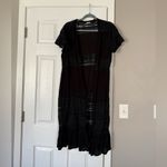 POL  Black Lace Long Maxi Cardigan Coverup Halloween Whimsy Goth Photo 1