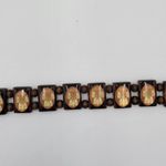 Vintage The Legend of the Dreamcatcher Wooden Native American Tile Bracelet 7" Brown Photo 0