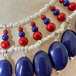 Red white and blue beaded bib necklace Photo 2