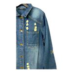 Long distressed denim woman’s lightweight jacket or Dress size M Blue Size M Photo 2