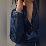 Anthropologie NWT  Pilcro Cropped Denim Peasant Blouse | S Photo 2