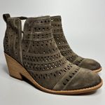 Sofft Sallie Perforated Suede Wedge Heeled Bootie in Taupe Brown Size 9 Photo 1