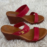 Italian Shoemakers Red Leather Wedge Sandals Slides Summer Shoes Women's 8.5 Photo 0