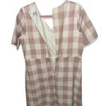 SWEETSALT MODEST CLOTHING CO MAUVE AND CREAM PLAID FAUX WRAP MIDI DRESS V NECK Pink Size M Photo 3