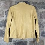 Chico's Chico’s Genuine Leather Zip Jacket Size 1 (M)  Yellow Tan Moto Style‎ Full Zip Photo 5