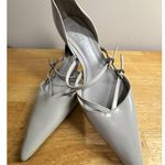 Schutz Mid Rue Gray Leather Mid Block Heel Pointed Toe Double Straps (Read) 7.5 Photo 1