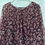 41 Hawthorn Burgundy Pink & White Floral Long Sleeve Accordion Pleated Top Sz SP Photo 1
