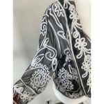 VTG TravelSmith Embroidered Lace Sheer Black & White Shawl Blazer Womens Large Photo 2