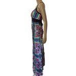 Volume One Y2K Hippie Psychedelic Eclectic Mosaic Floral Silky Satin Maxi Dress Photo 3