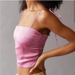 Urban Outfitters Bella Satin Smocked Tie Cami Tank Top Crop Top Size Medium Photo 1