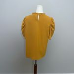 Savanna Jane Top Puff Short Sleeves High Neck Ruffle Work Career Mustard Yellow Size L Photo 6