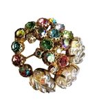 WEISS Molded Glass Leaves AB Rhinestone Wreath Brooch Vintage Photo 5