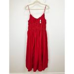 Madewell Textured V Neck Midi Dress Festival Red A Line Linen Cotton Medium NWT Photo 6