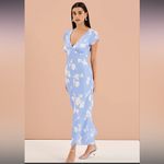 Omnes Woolf Short Sleeve Floral Slip Dress Blue 10 NWT Photo 2