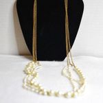 Source Unknown Vintage 50's Gold Tone Multi Strand 42" Faux Pearl Gently Worn Necklace Photo 0