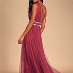 Lulus Lulu’s Delightful Occasion Burgundy Beaded Tulle Maxi Dress size Small New Photo 1