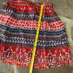 Raga Anthropologie Red Blue Patterned Boho elastic waist Skirt skater mini Photo 4