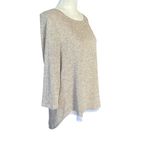 Soho beige and white layered pullover stretchy 3/4 sleeve top with gold shimmer Photo 2