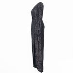 XScape  | Black Sequin Long Sleeve Surplus Evening Dress Gown. Photo 5