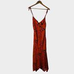 Anthropologie  Floral Slip Dress Small Rust Orange Midi Ruffle Strappy Boho 90s Photo 4