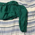 Free People  boho in the limelight smocked long sleeve off shoulder green small Photo 8