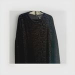 Adrienne Vittadini  Black Velvet Burnout Sheath Whimsigoth Size Med Bell Sleeves Photo 2