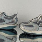 Skechers Y2K 90s Vibes Grey Blue Leather Shape-Ups Chunky Platform Sneakers Photo 7