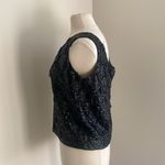 VINTAGE Sequin Tank Womens Sz Large 100% Wool Black Cocktail Photo 4