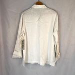 Laura Ashley NWT White Jacquard 100% Linen Button Up Blouse Size Large Neutral Photo 1