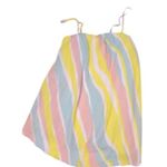 Buddy Love Yellow Pink Blue White Stripe Print Crepe Pullover Mini Dress Medium Photo 0