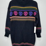 Modcloth  Candy Skull Black Mockneck‎ Sweater Dress Halloween Grunge Size XS NWT Photo 0