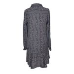Free People  Dress S Small Gray Floral Long Sleeve Ruffle Hem‎ Boho Shirt Dress Photo 4
