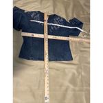 Ruby Rd Blazer Womens 8 Zipper Front Blue 3/4 Sleeve Embellished Denim Fabric Photo 6