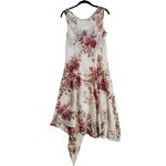 Vintage 90s Sheer Beaded Sequin Floral Midi Dress Asymmetric Fairy Size Large White Photo 8