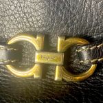 Salvatore Ferragamo Gancini Black Silver tone Hardware Leather Bag Photo 7