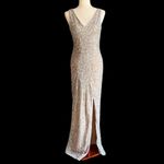 Monash Apparels Sequined Evening Gown With Side Slit Silver Size M Photo 10
