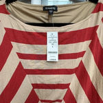 Bebe | Hyde Park Diamond Stripe Boatneck Fitted Dress Red Tan Size L Large NWT Photo 2