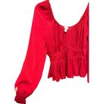 Nine West Sweetheart Peplum Long Sleeve Red Blouse Size Medium Photo 2