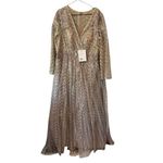 Mac Duggal  Embellished Illusion‎ 18 Long Sleeve Taupe A-line Gown Sparkly Taupe Photo 3