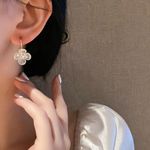 Crystal Flower Dangle Drop Earrings Gold Photo 3