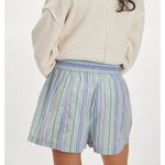 Free People  Shorts Womens XS Blue Striped Get Free Pull-On Smocked High Rise Photo 1