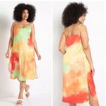 Eloquii  Tie Dye Slip Midi Dress Orange Yellow Green Adjustable Tie Straps Sz 22 Photo 1