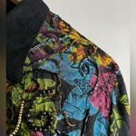Vintage Surya Beaded Fringe Shirt Multicolor Abstract Rayon Button Up Top M Black Size M Photo 5