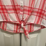 Como vintage Red and White Plaid Button-Up Blouse Photo 7
